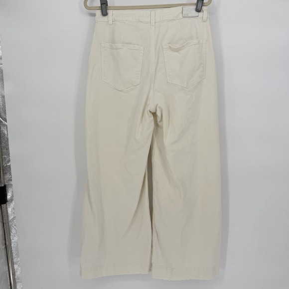 PAIGE Sz 30 Harper High Waisted Wide Leg Ankle Jeans Tonal Ecru Distressed‎ - Picture 4 of 11